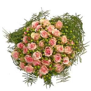 Bouquet de Rosas Cor de Rosa e Verde